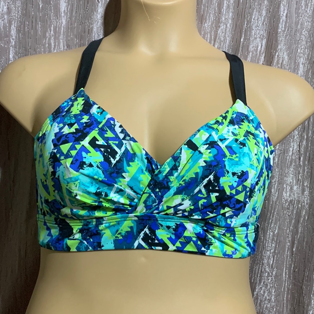 Title Nine Blue and Green Swim Top